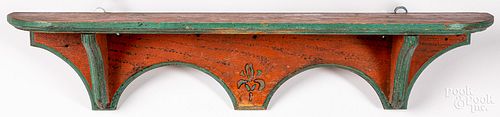 PAINTED OAK HANGING SHELF, EARLY