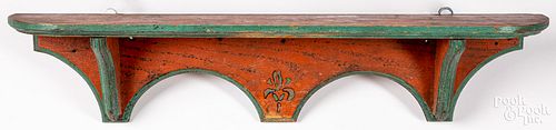 PAINTED OAK HANGING SHELF, EARLY
