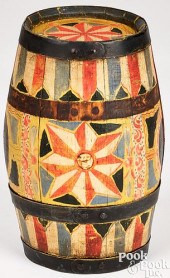 PAINTED OAK RUNDLET, 19TH C.Pa