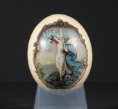 PAINTED OSTRICH EGG Early 20th