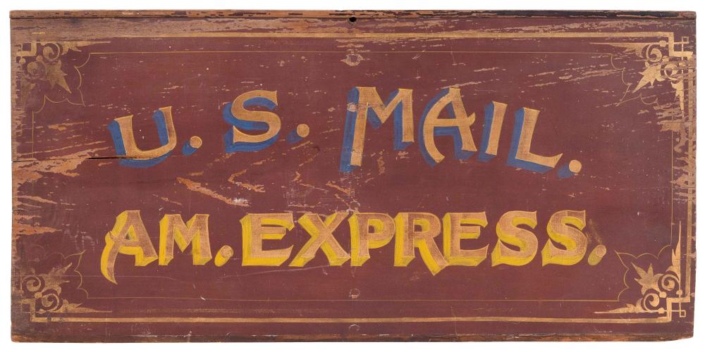 PAINTED PANEL FROM A POSTAL WAGON