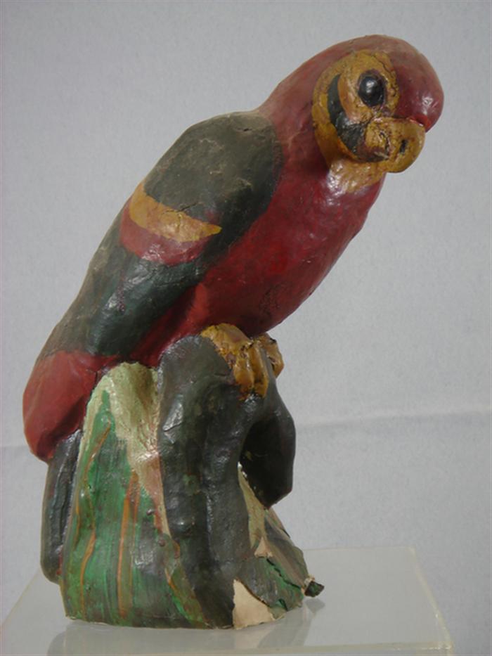 Painted paper mache parrot, some