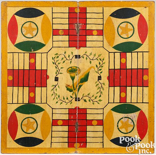 PAINTED PARCHEESI GAMEBOARD, LATE