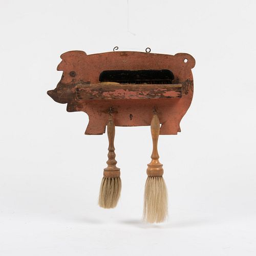 PAINTED PIG-SHAPED SHAVING BRUSH