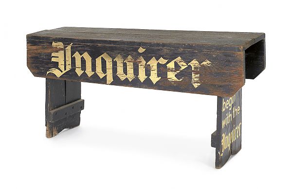 Painted pine advertising bench