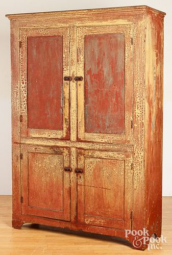 PAINTED PINE AND POPLAR CUPBOARD,