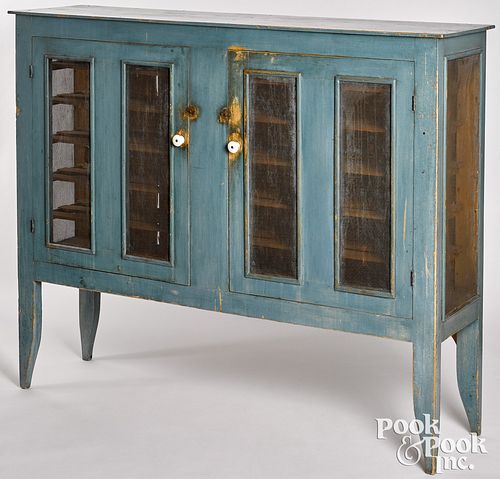 PAINTED PINE AND POPLAR PIE SAFE,