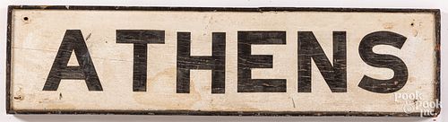PAINTED PINE ATHENS TOWN SIGN,