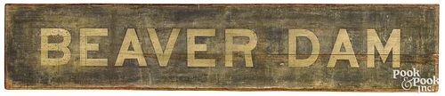 PAINTED PINE BEAVER DAM SIGN,