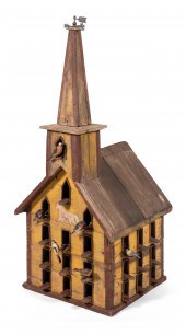 PAINTED PINE BIRDHOUSE IN THE
