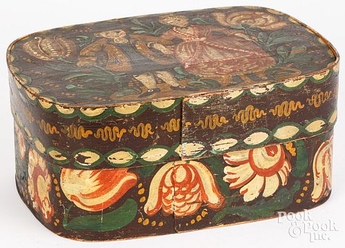PAINTED PINE BRIDE&#039;S BOX, LATE