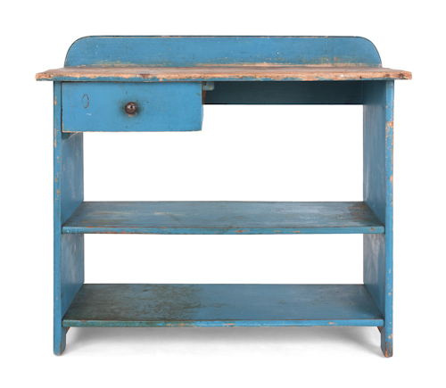 Painted pine bucket bench ca.