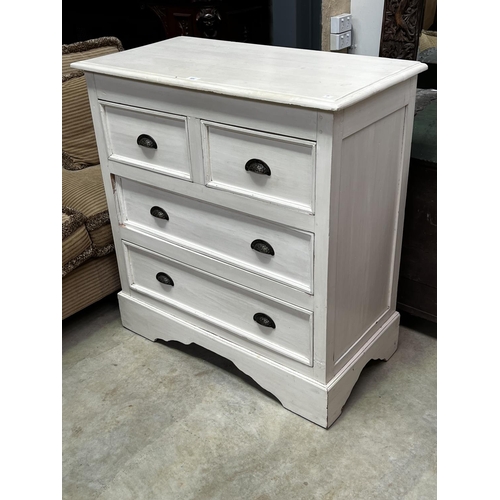 Painted pine chest of four drawers,