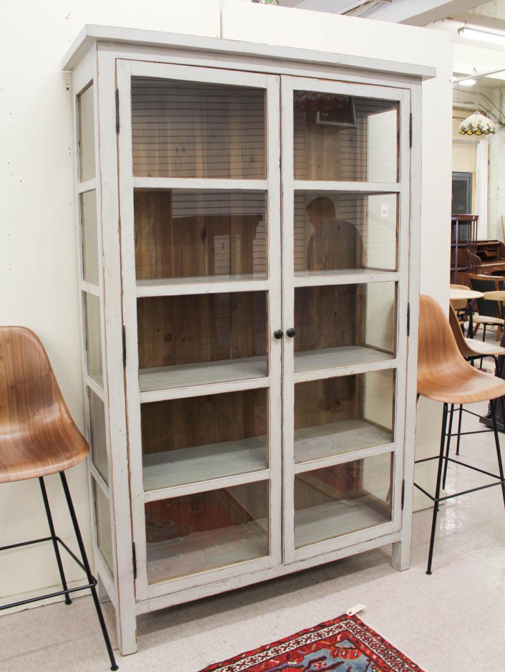 PAINTED PINE DISPLAY CABINETPAINTED