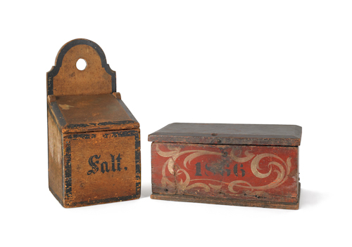 Painted pine document box with 1866