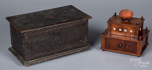 PAINTED PINE DRESSER BOX, 19TH