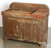 PAINTED PINE DRYSINK, 19TH C.P