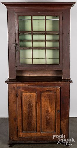 PAINTED PINE DUTCH CUPBOARD, 19TH