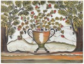 PAINTED PINE FIREBOARD, 20TH C