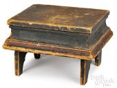 PAINTED PINE FOOTSTOOL, 19TH C