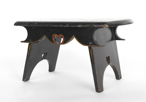 Painted pine footstool late 18th c.