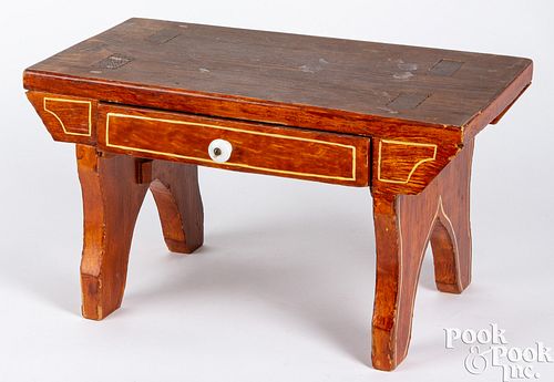 PAINTED PINE FOOTSTOOL, LATE 19TH
