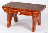 PAINTED PINE FOOTSTOOL, LATE 1
