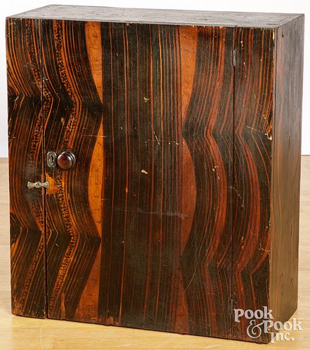 PAINTED PINE HANGING CUPBOARD, 19TH
