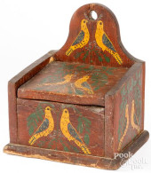 PAINTED PINE HANGING SALT BOX,