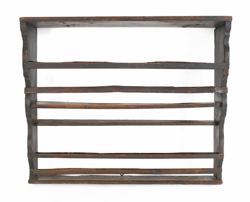 Painted pine hanging shelf 19th