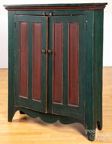 PAINTED PINE JELLY CUPBOARD, 19TH