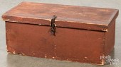 PAINTED PINE LOCK BOX, 19TH C.
