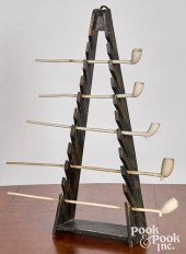 PAINTED PINE PIPE RACK, TOGETH