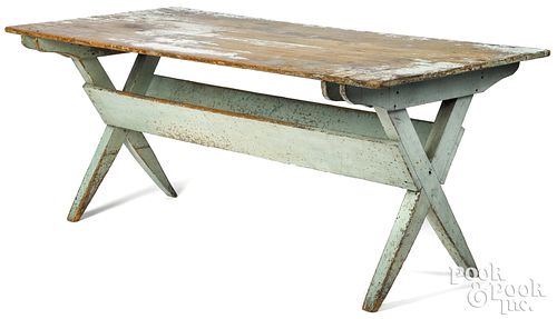 PAINTED PINE SAWBUCK TABLE, LATE