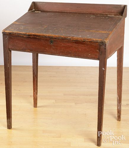 PAINTED PINE SCHOOLMASTER'S DESK,