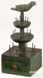 PAINTED PINE SEWING SPOOL HOLD