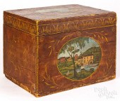 PAINTED PINE STORAGE BOX, 19TH