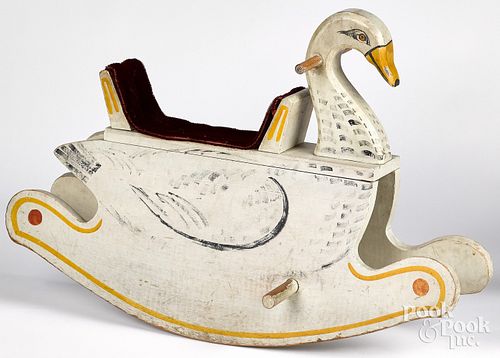 PAINTED PINE SWAN ROCKING "HORSE"