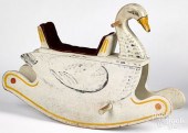 PAINTED PINE SWAN ROCKING "HOR