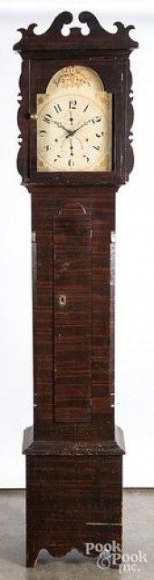 PAINTED PINE TALL CASE CLOCK,