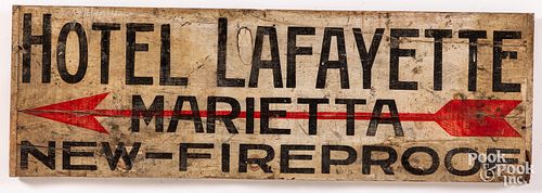 PAINTED PINE TRADE SIGN, 19TH