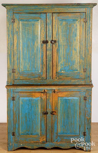 PAINTED PINE TWO-PART CUPBOARD,