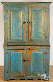 PAINTED PINE TWO-PART CUPBOARD