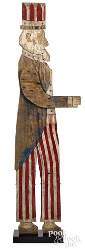 PAINTED PINE UNCLE SAM FIGURE,