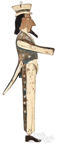 PAINTED PINE UNCLE SAM FIGURE,