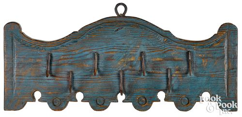 PAINTED PINE UTENSIL RACK, 19TH