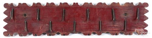 PAINTED PINE UTENSIL/POT RACK, 19TH