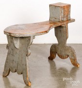 PAINTED PINE WORK BENCH, 19TH