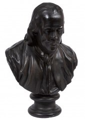 PAINTED PLASTER BUST OF BENJAM