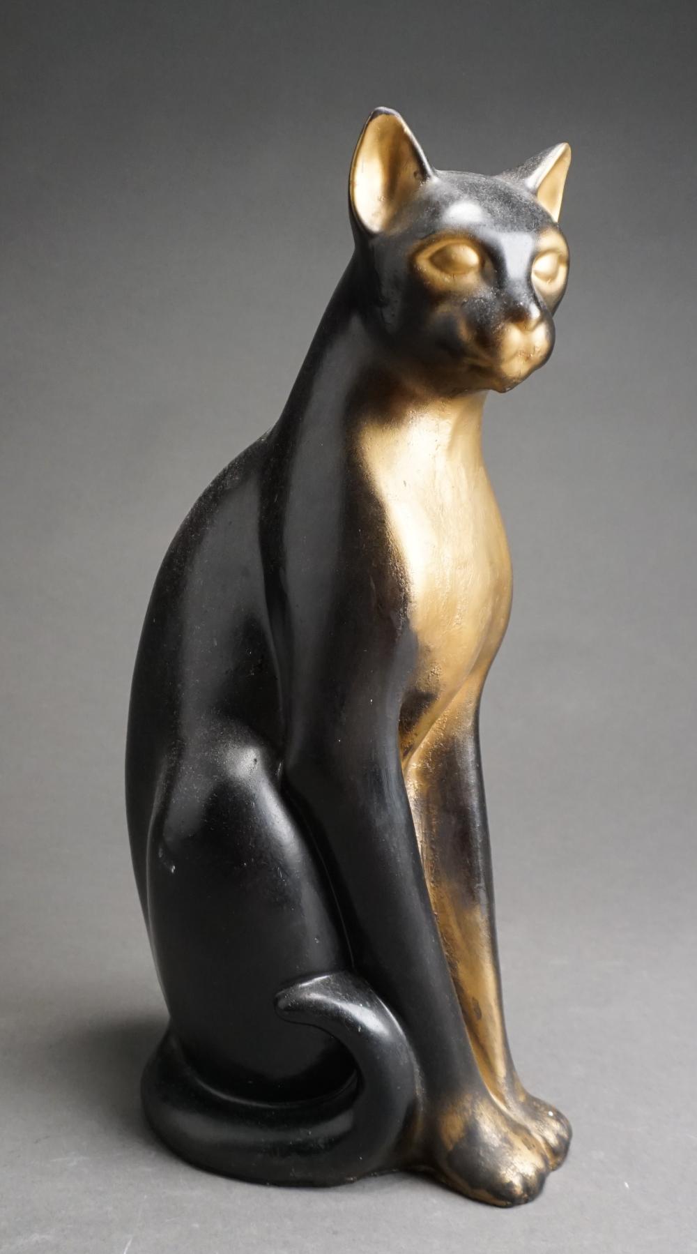 PAINTED PLASTER FIGURE OF A CAT, H: